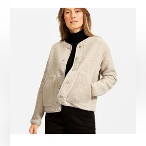 EVERLANE Teddy Fleece Cardigan Jacket in Oatmeal size XL